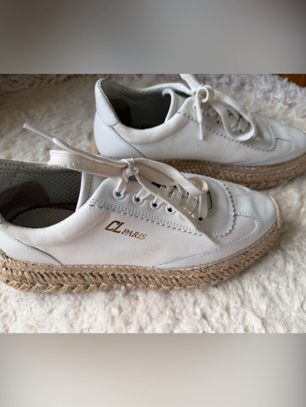 Christian Louboutin White Canvas Espadrille with Signature Red Sole - Picture 4 of 4